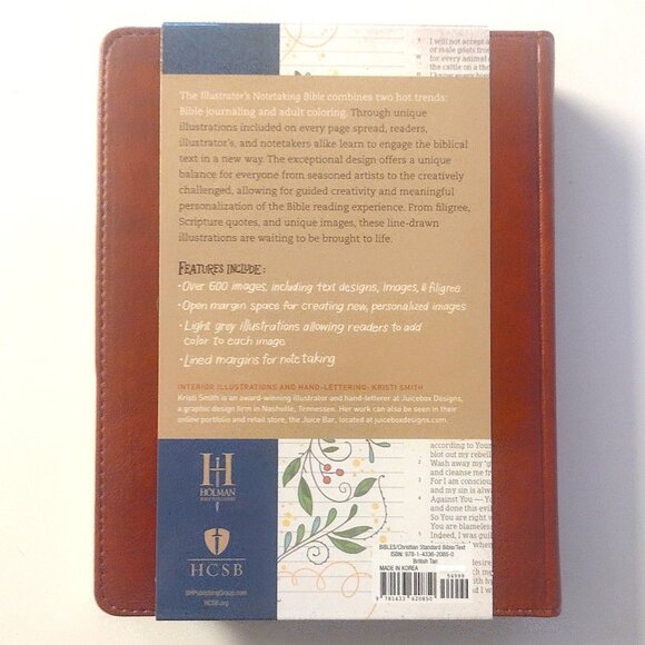 Illustrator's Notetaking (Coloring) Bible (HCSB) British Tan Leather Touch ~ NEW - Picture 2 of 13